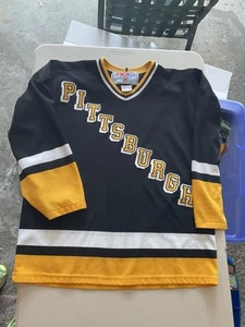 CCM Pittsburgh Penguins Trikot Diagonal Schriftzug Herren Medium Vintage 90’s LESEN - Bild 1 von 10