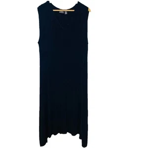 Chicos Travelers 3P Black Slinky Knit Maxi Dress XLP Sleeveless A Line Capsule - Picture 1 of 8
