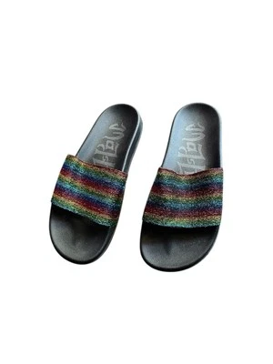 Mad Love Glitter Rainbow Slide Slip On Sandal • Open Toe NWOT • Size 8 - Image 1 of 4