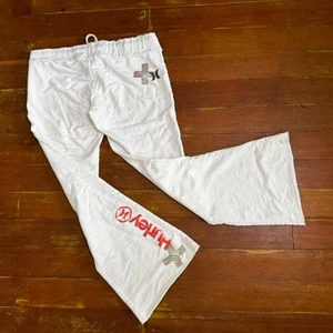 Vintage Y2K HURLEY White Low Rise Flare Sweat Pants Distressed Indie Fairy M - Picture 1 of 5