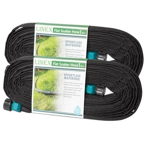 Flat Soaker Hose 100 ft for Garden Beds, 1/2'' x 50 ft 2 Pack Drip Irrigation - Picture 1 of 7