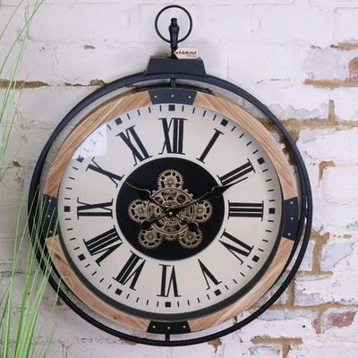 Industrial Large Cog Clock White and Gold - Image 1 of 4