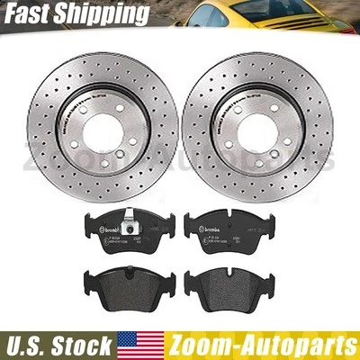 Комплект передних роторов с прорезями и тормозных колодок Brembo OE для 2001 2002 BMW Z3 - Изображение 1 из 4