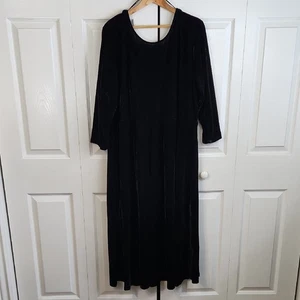 Suzanne Betro Black Velvet 3/4 Sleeve Dress Size 3X Low Back Holiday Evening NWT - Picture 1 of 9