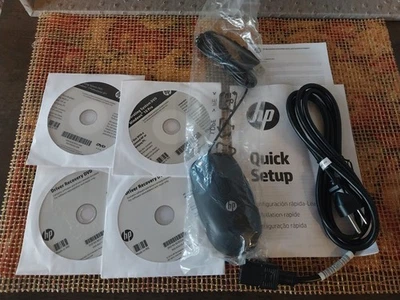 OEM HP USB Wired Optical Mouse, Power Cord, Window 7, 10 Driver Recovery Discs - Image 1 of 4