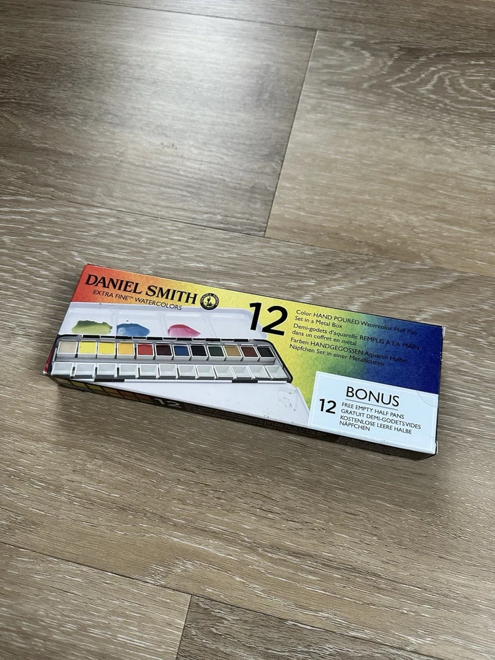 Daniel Smith Extra Fine Watercolors Set 12ct Half Pan Set In Metal Tin NEW - Image 1 of 1