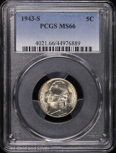 1943 S 5C Jefferson Silver War Nickel PCGS MS 66 | Uncirculated UNC BU