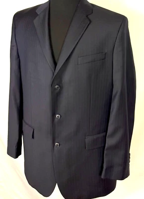 Chaqueta Blazer Alfani Para Hombre Talla 44 L Calidad Premium 100% Lana Azul Marino Rayas Foto 1 de 4