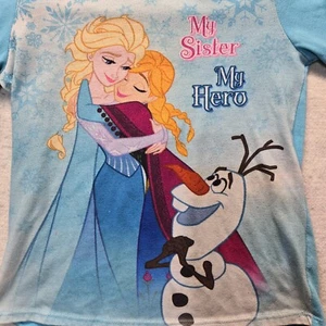Elsa Anna Olaf Frozen Night Gown Pjs Sleep Shirt Pajamas Toddler Girls Size 6 - Picture 1 of 7