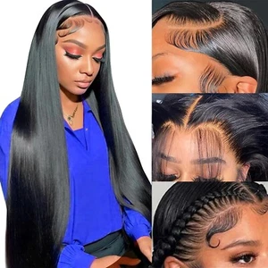 YINYSHI 13x4 Straight HD Lace Front Wigs Natural Hairline Women Black 24" BoxWW - Picture 1 of 5