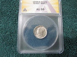 *** MONSTER ERROR 1945 D/D MERCURY DIME DOUBLE D - Picture 1 of 3