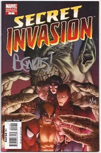 SECRET INVASION #1 VARIANT DYNAMIC FORCES SIGNED BENDIS DF LTD 12 MARVEL DISNEY - Imagen 1 de 3