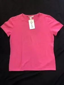 NWT $85 Belford S Bright Pink Sweater Soft Top Shirt Knit Cotton Short Sleeve - Picture 1 of 2