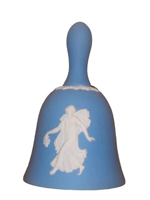 Vintage Wedgwood Angel Decorative Bell Blue White Jasperware The Danbury Mint  - Image 1 of 4