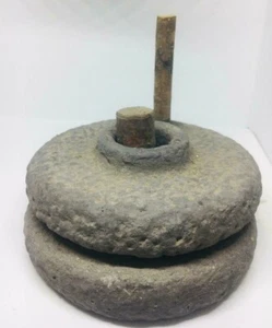 Antiqu Ancient Mill Wheat Grinder Small Jarosha Palestinian Heritage Deco Cement - Picture 1 of 12