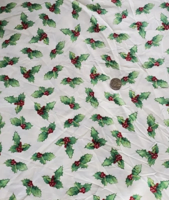 Tela de edredón de costura de muérdago y bayas de 1 7/8 yardas diseño hermano hermana Foto 1 de 4