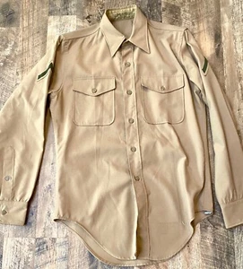US Marine Corps Uniform Khaki Shirt Long Sleeve, large size 14 1/2 by 33 - Picture 1 of 6