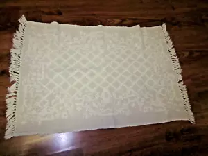 WOVEN FRINGED FLOOR RUG REVERSIBLE WASHABLE 3'X2' TAN & BEIGE PRINT - Picture 1 of 4
