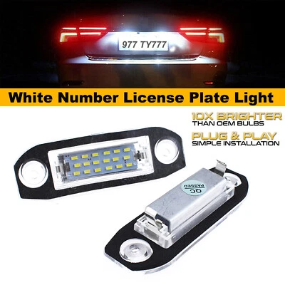 For Volvo S80 XC90 S40 V70 V50 White 18 LED License Number Plate Light Lamp 2pcs - Image 1 of 4