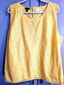 Talbots Yellow Eyelet Lace Overlay Tank Top - Sz 20W - Picture 1 of 4