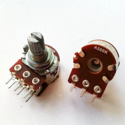 2PCS 16 A type STEREO VOLUME Potentiometer Dual PCB 6pins A500K*2 - Image 1 of 2