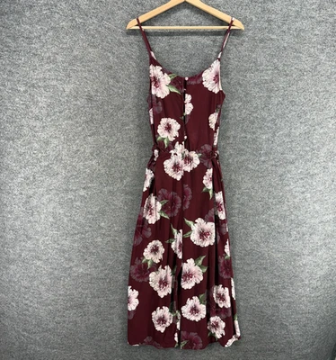 Derek Heart Jumpsuit Women M Medium Red Floral Belted Elastic Waist Sleeveless - Image 1 of 4