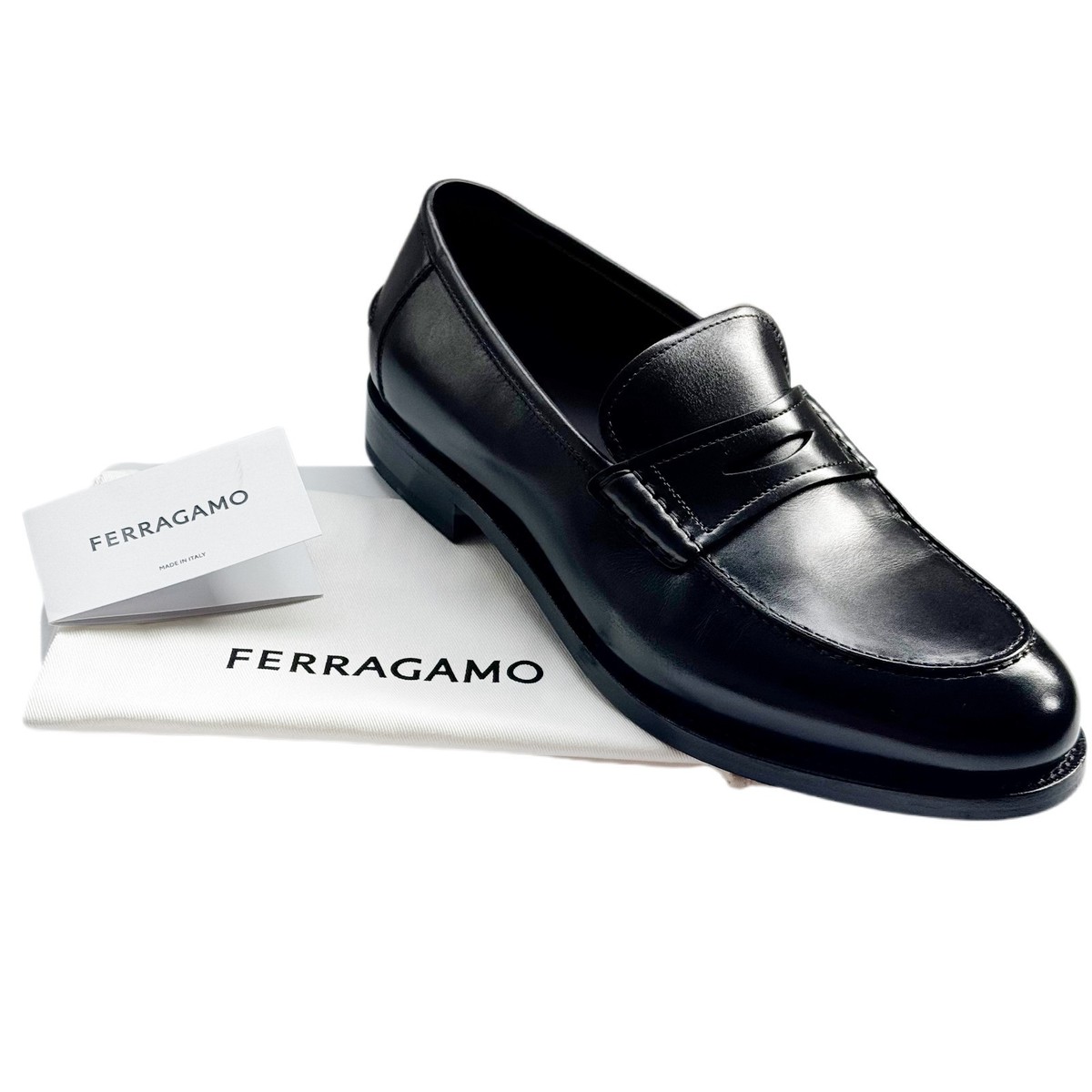 Salvatore Ferragamo Studio TRAMEZZA Penny Loafers Black Calf Leather Dress Shoes Step into @ferragamo main image 3