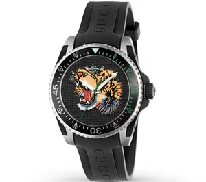 GUCCI Dive YA136318 Black Dial Tiger Men's Watch - Picture 1 of 12