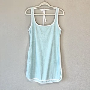 Urban Outfitters Towel Swim Cover Dress Size Large Blue Square Neck Tie Back UO - Picture 1 of 9