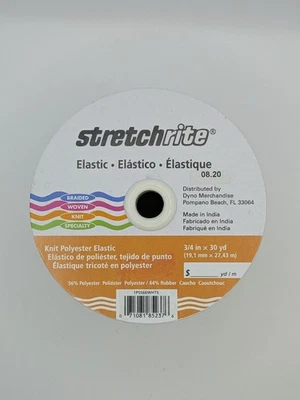 Tela artesanal de costura blanca elástica de poliéster tejido Stretchrite de 3/4 pulgadas x 30 yardas Foto 1 de 3