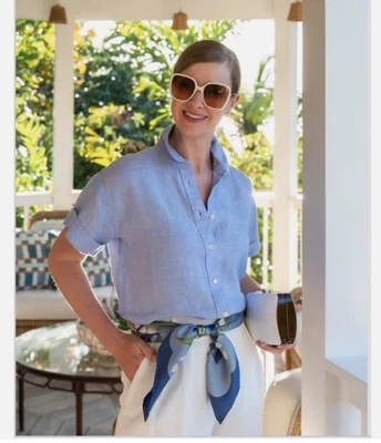 Top de lino para mujer J.CREW - Baird Mcnutt azul irlandés - talla M se adapta a más talla XL Foto 1 de 4