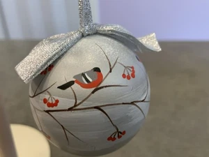 Christmas Ornament Cardinals In Winter Heavy Glass 3” German - Picture 1 of 6