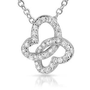 Sterling Silver Signity CZ Butterfly Pendant Womens Necklace - Picture 1 of 4