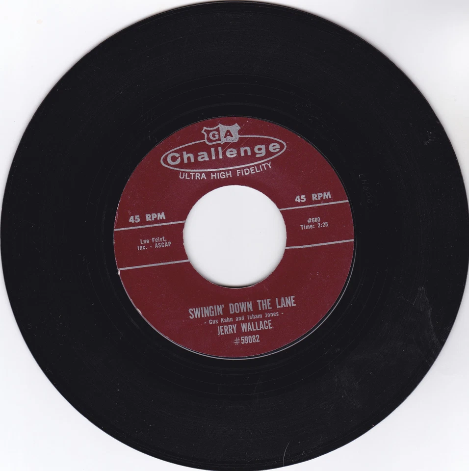 JERRY WALLACE-CHALLENGE 59082 FOLK COUNTRY ROCK 45 SWINGIN' DOWN THE LANE  VG++ - Image 1 of 1