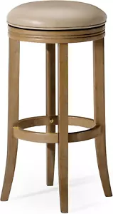 Eva 31 Inch Tall Bar Height Rotating Backless Barstool in Weathered Oak Finish w - Picture 1 of 6