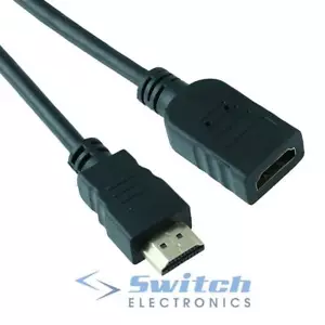 HDMI Extension Cable Lead Male Plug to Female Socket Gold Plated 50cm to 5m - Picture 1 of 2