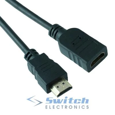 HDMI Extension Cable Lead Male Plug to Female Socket Gold Plated 50cm to 5m - Image 1 of 2