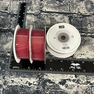 Stampin' Up CHERRY COBBLER 135839 Sheer Linen Ribbon 1" 10 Yards 3 Roll - Picture 1 of 7