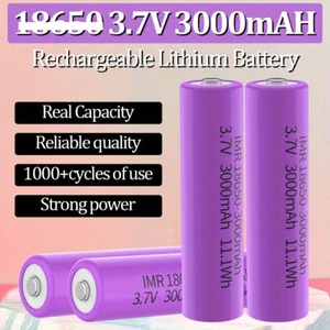 3.7V 3000mAh Li-ion Rechargeable Battery Button Top Cell For Flashlight - Picture 1 of 12