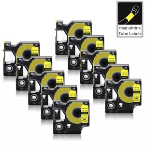 10er-Pack für DYMO Rhino 5200 Wärmeschrumpfrohr 18052 gelber Etikettenmacher 6 mm für Draht - Bild 1 von 9