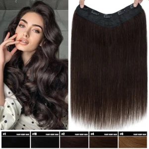 V Shape Remy One Piece 100% Real Human Hair Extensions Clip In Full Head 8-24in - Picture 1 of 24