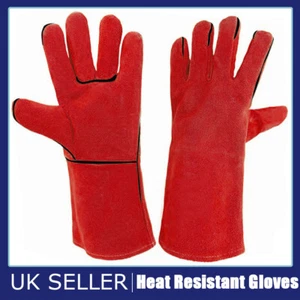 1~10 Pair Welding Gloves Leather TIG MIG Heat Resistant BBQ Oven Welder Gauntlet - Picture 1 of 15