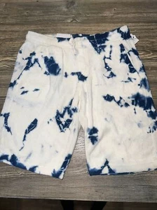 Joes Jeans Boys White & Blue Tie Dye Terry Cloth Jogger Shorts Slim Fit Sz XL. E - Picture 1 of 6