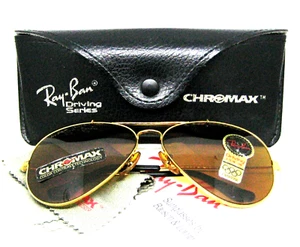 Ray-Ban USA Vintage 90s B&L Aviator Chromax Driving Ss W1665 Nr.Mint Sunglasses - Picture 1 of 15