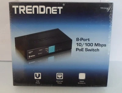 TRENDnet -- TPE-S44 - 8-Port 10/100 Mbps PoE Switch  - NEW, Sealed - Image 1 of 4