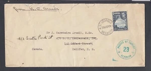 BERMUDA 1940 WWII CENSOR No. 23 COVER ST GEORGES TO HALIFAX CANADA - Picture 1 of 2