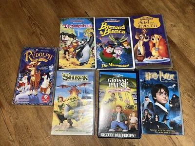 VHS - 7 Kinder Filme Disney Potter Dschungelbuch Susi Strolch Shrek Rudolph Bern - Bild 1 von 3