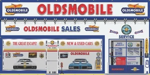 OLDSMOBILE DEALERSHIP SALES SERVICE SCENE WALL MURAL SIGN BANNER GARAGE ART - Picture 1 of 1
