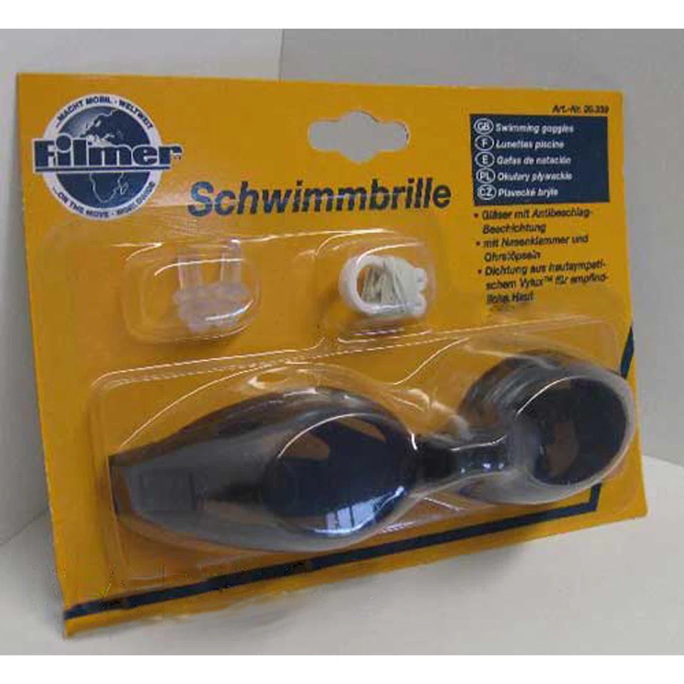 LAND-HAUS-SHOP Schwimmbrille,Kunststoff,Nasenklammer Ohrenstöpsel,Schwimm Tauch Brille, schwarz