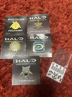 Loot Crate HALO Legendary Crate Pins Lot Of 5 Enamel Exclusive NEW + Halsey Card - Image 1 of 4